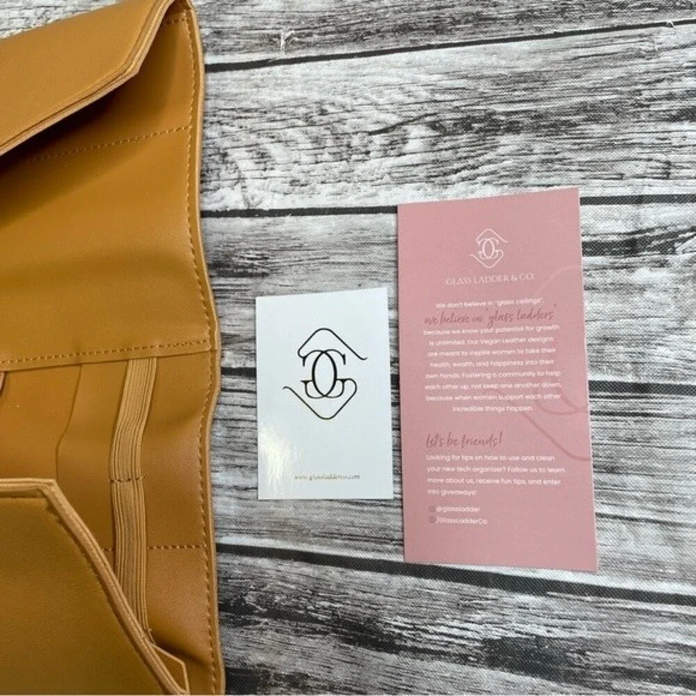 Glass Ladder & Co Katherine Tech Organizer Roll Vegan Leather Brown